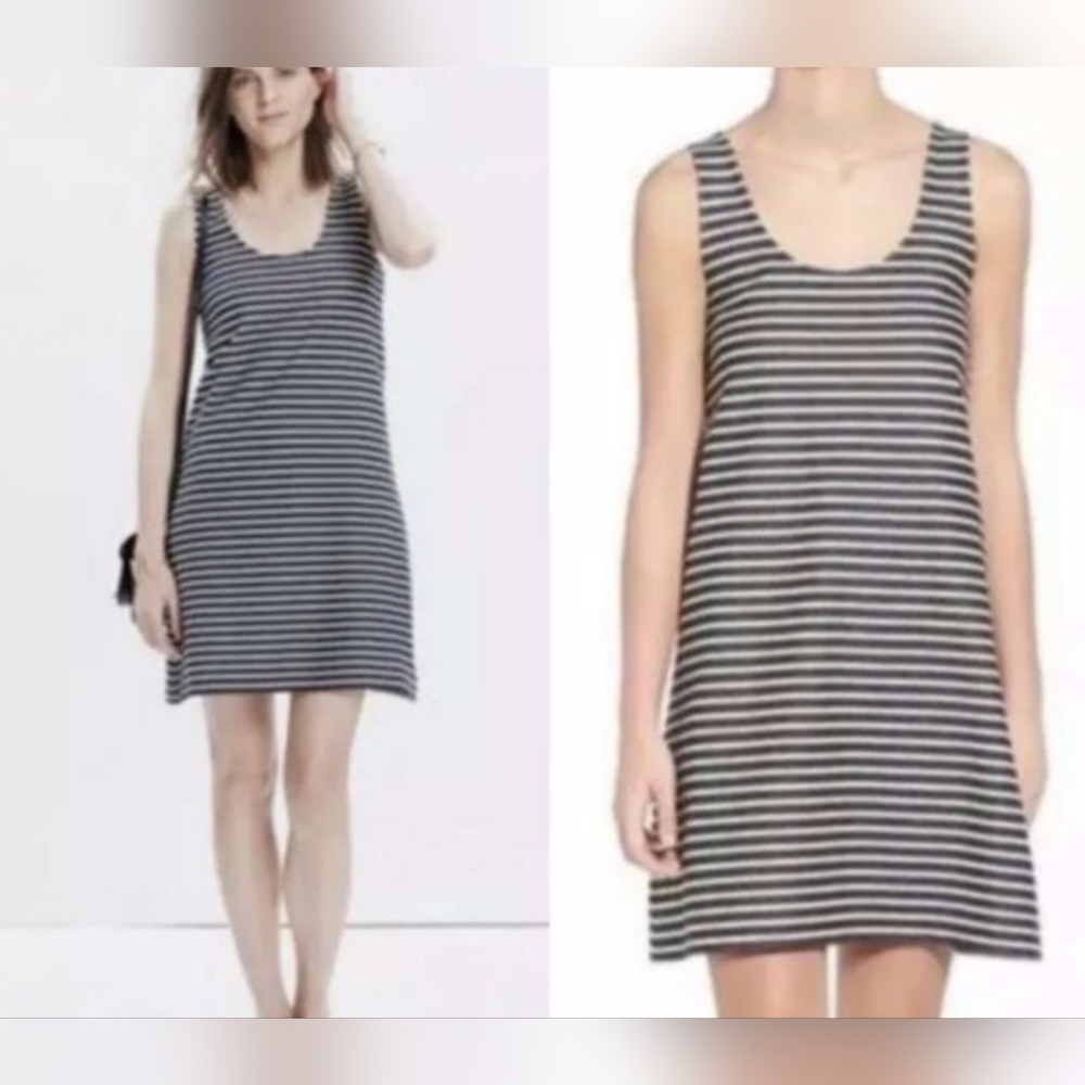 Madewell Striped Cotton Blend Black and White Tank Dress Size XS